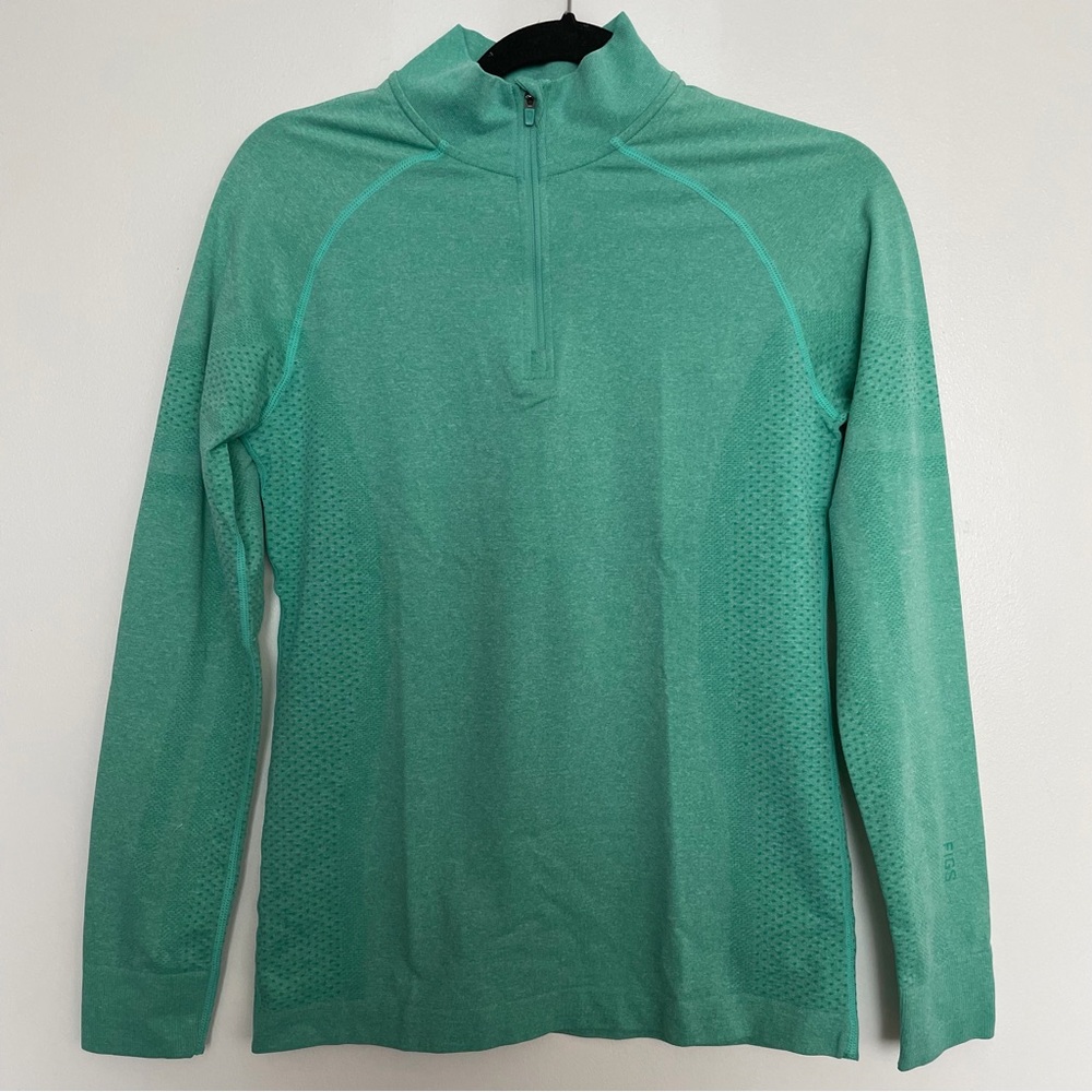 Women’s FIGS Salta Seamless ¼ Zip Surgical Green 4737 Size Medium
